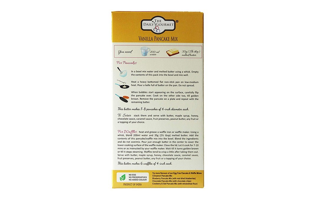 The Daily Gourmet Vanilla Pancake Mix Eggless   Pack  190 grams